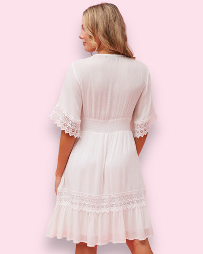 Leland Lace Dress - White