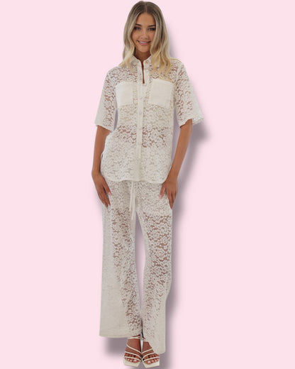 Leyna Lace pants - White