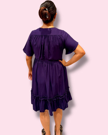 Calista Plain Dress - Purple