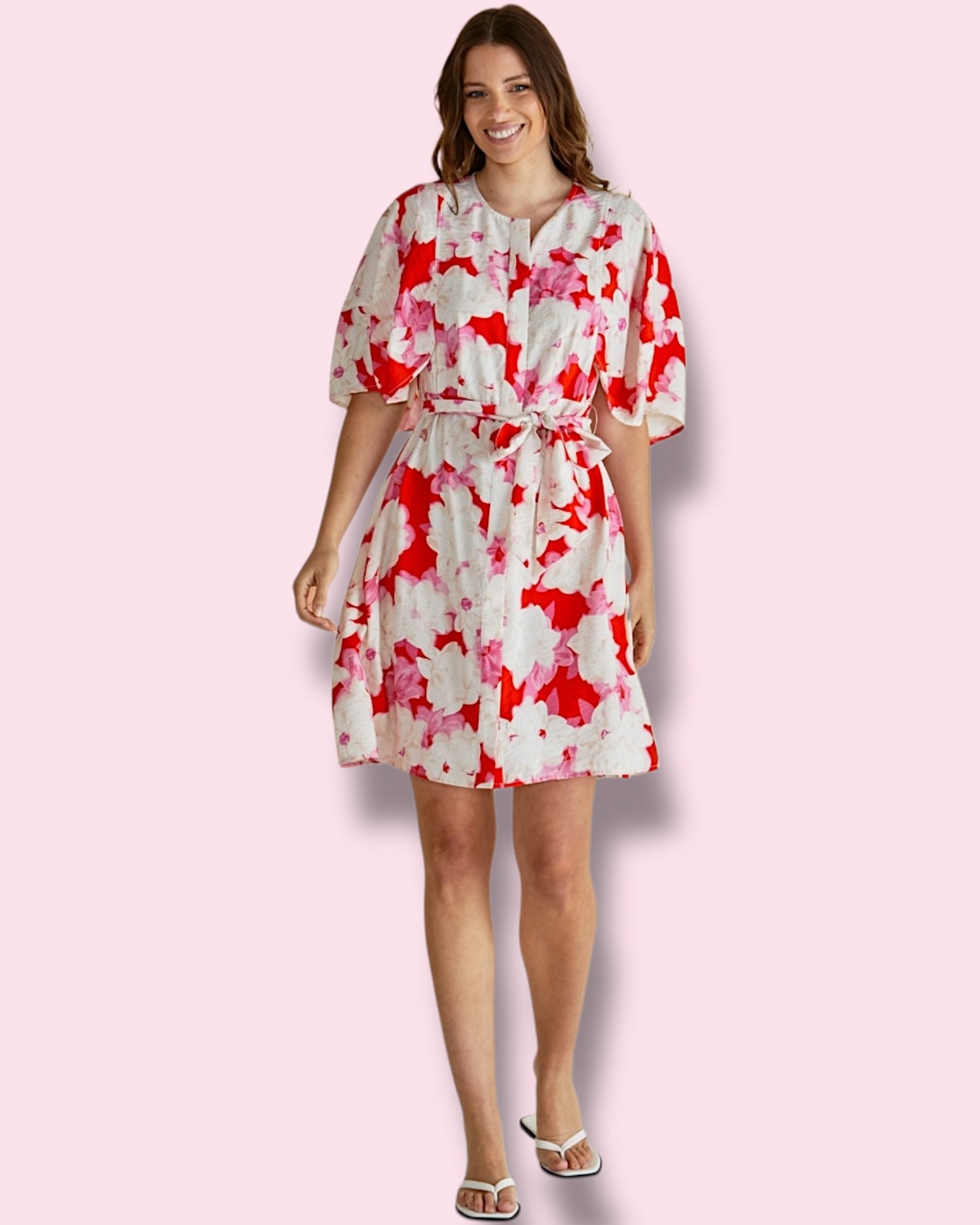 Gwenda Dress - Red Floral