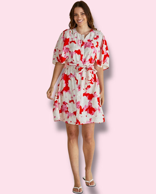Gwenda Dress - Red Floral