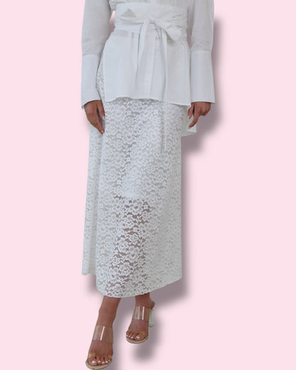Leyna Lace Skirt - White