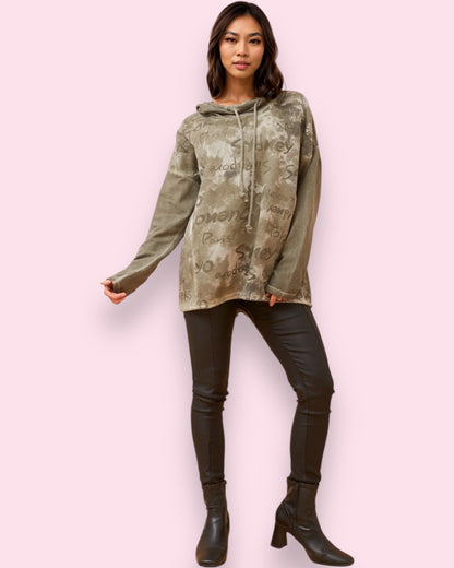 Petra Faux Suede Pullover - Khaki