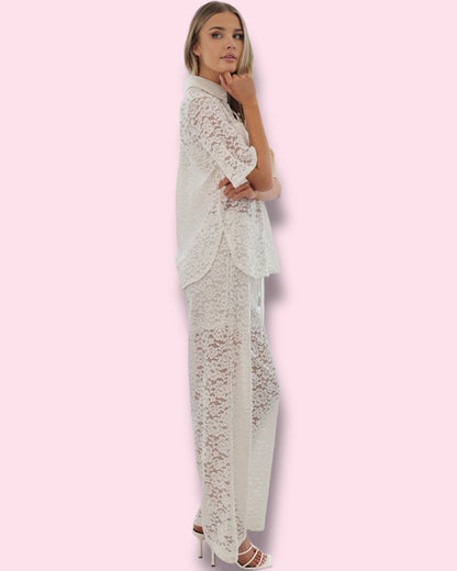 Leyna Lace pants - White
