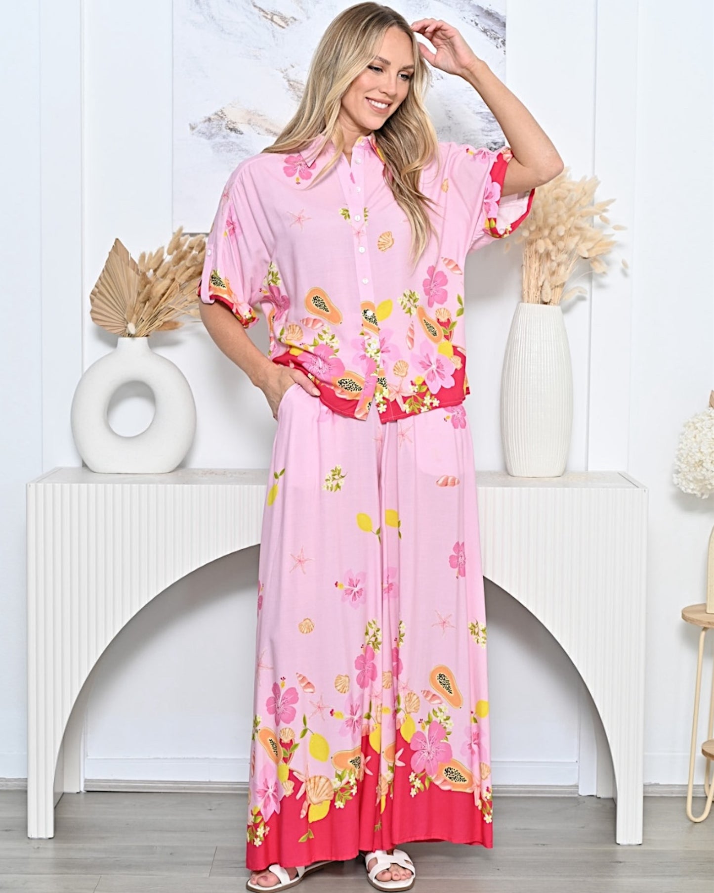 Chloe Pants - Pink Tropical