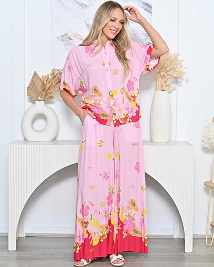 Chloe Pants - Pink Tropical
