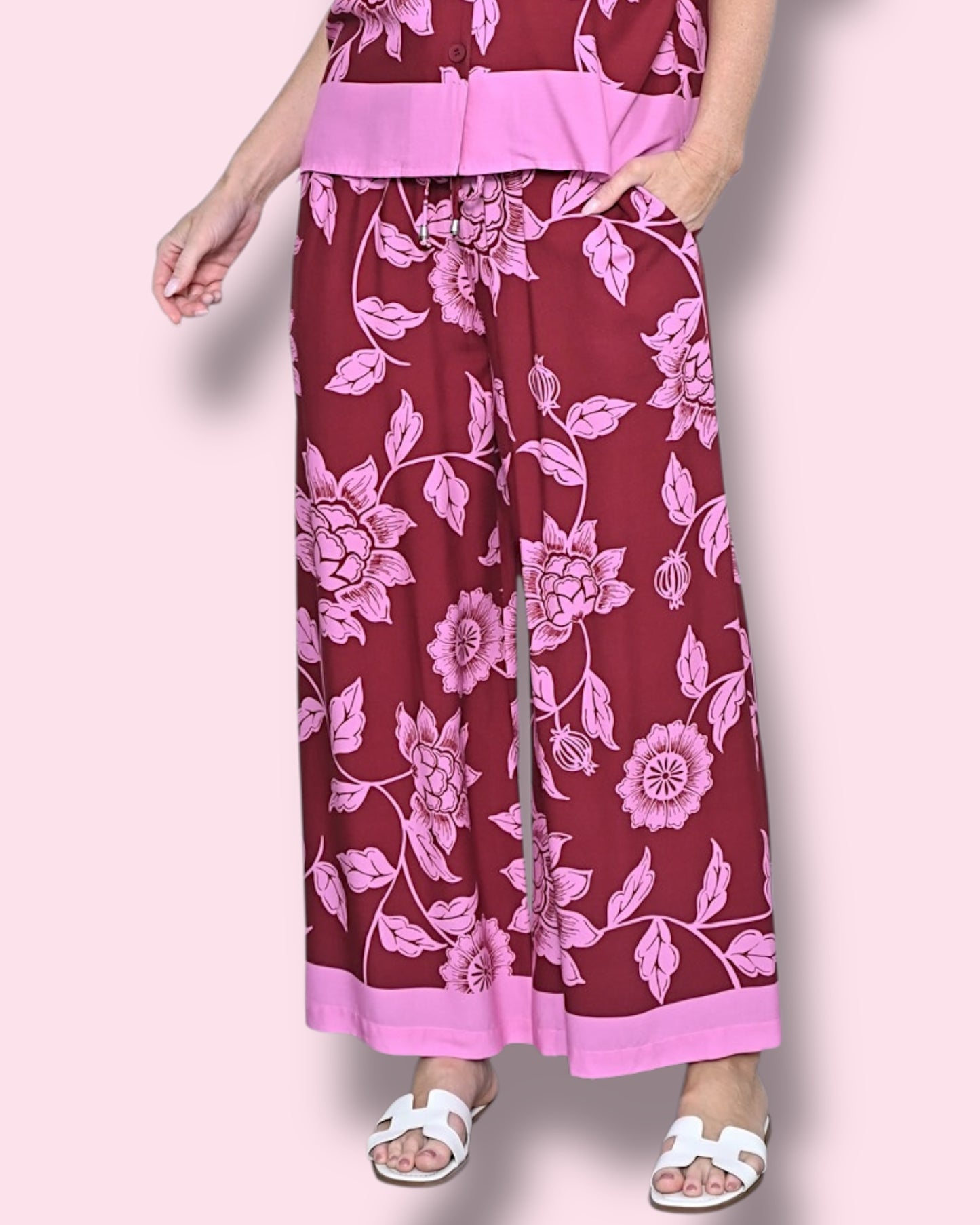 Amber Pants - Red/Pink Floral