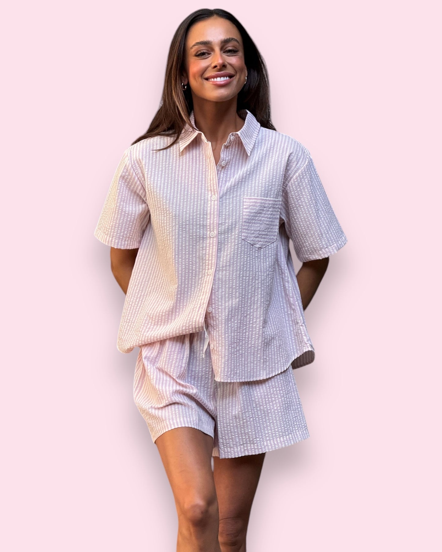 Indie PJ Set - Pink/White Striped