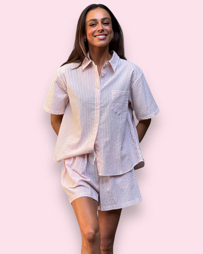 Indie PJ Set - Pink/White Striped