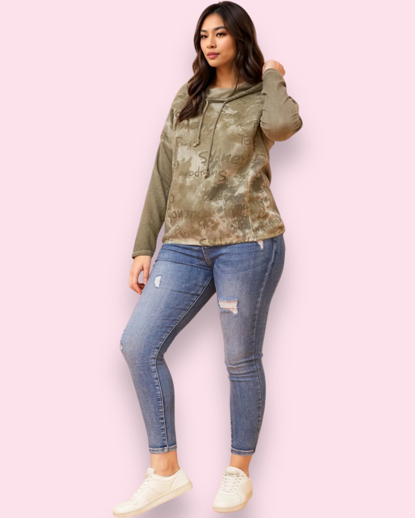 Petra Faux Suede Pullover - Khaki