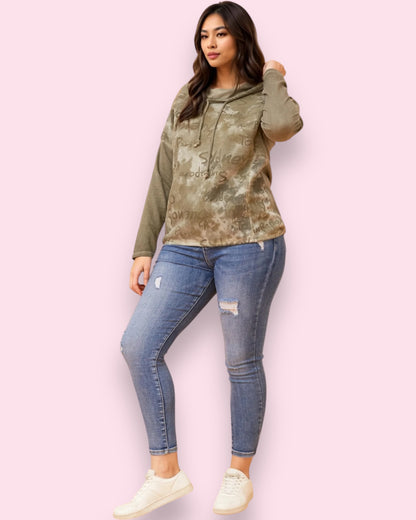 Petra Faux Suede Pullover - Khaki