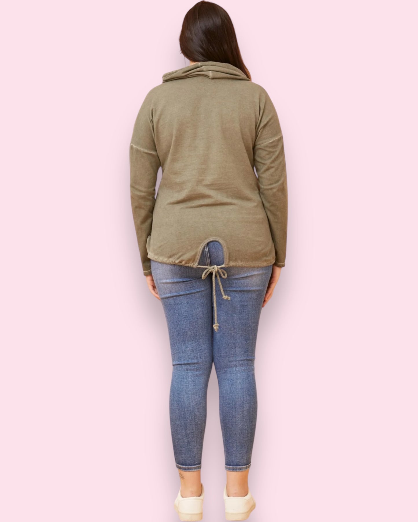 Petra Faux Suede Pullover - Khaki