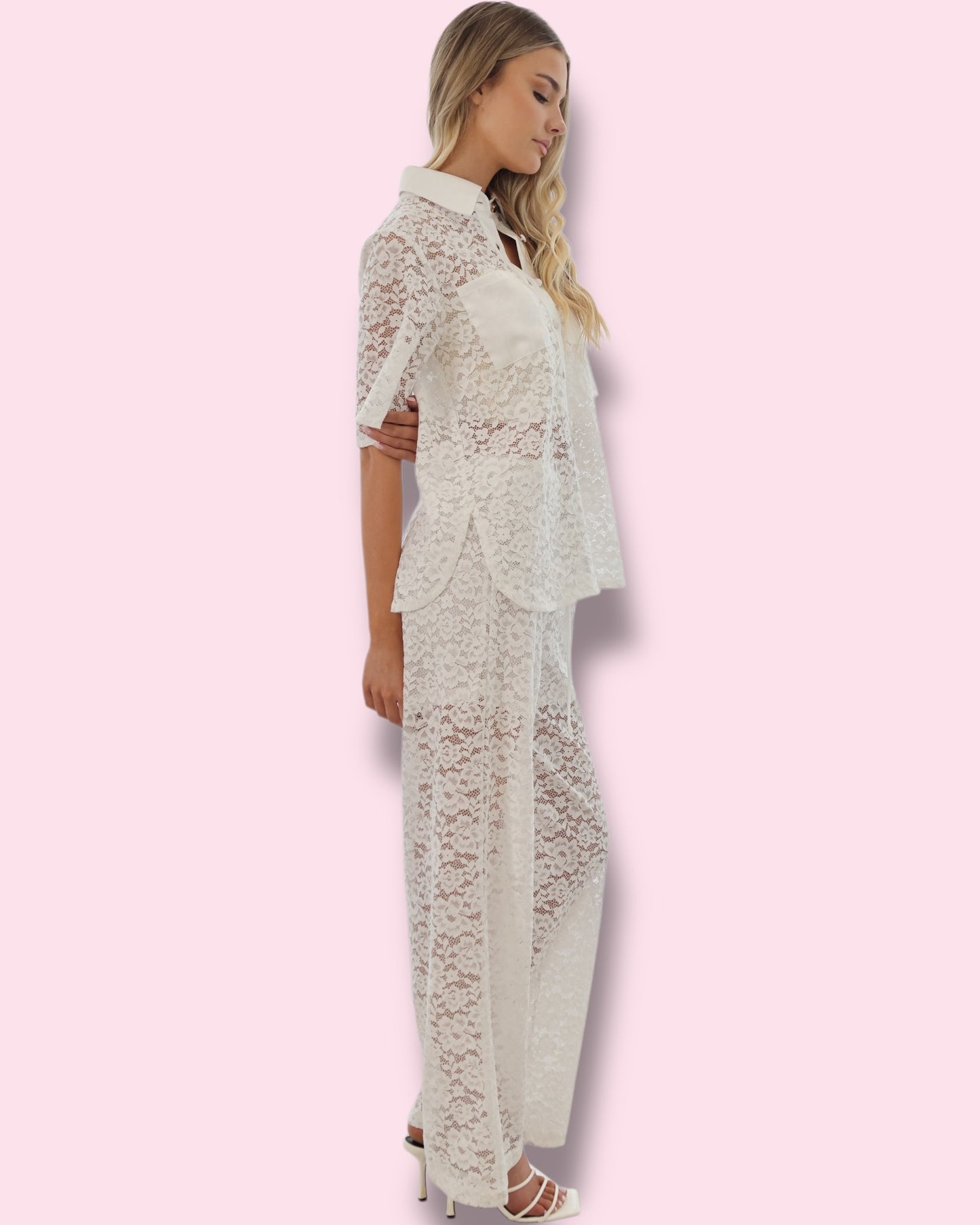 Leyna Lace pants - White