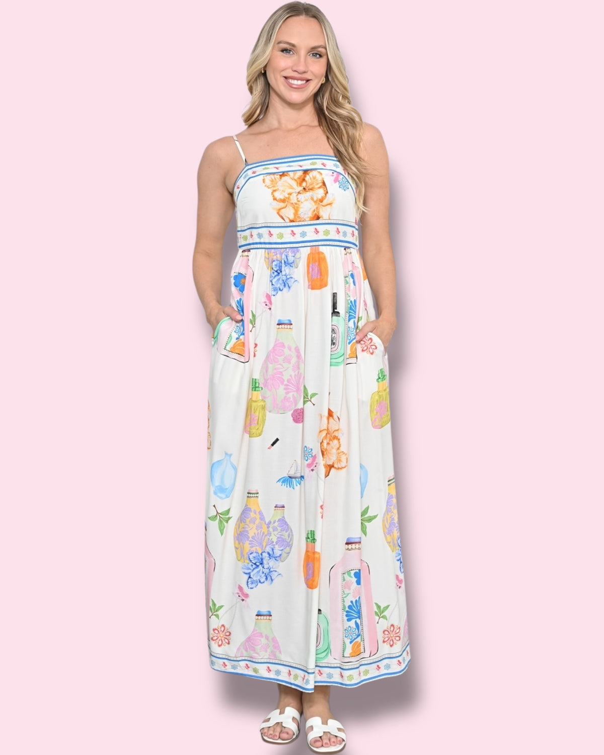 Charlene Printed Maxi - White Motif Print