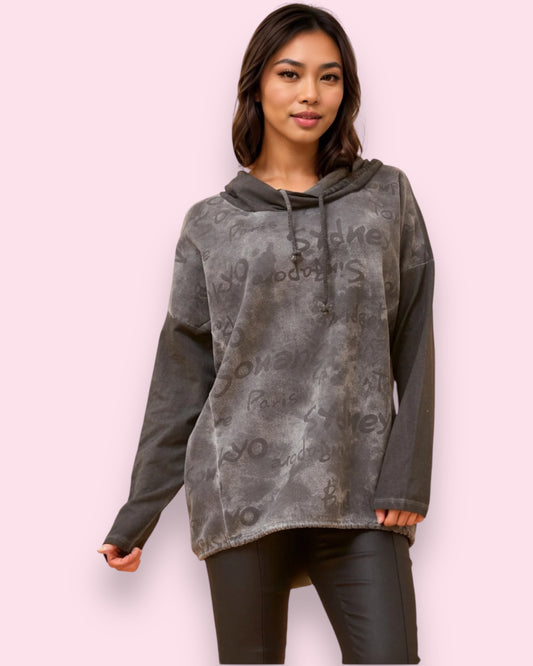 Petra Faux Suede Pullover - Gunmetal