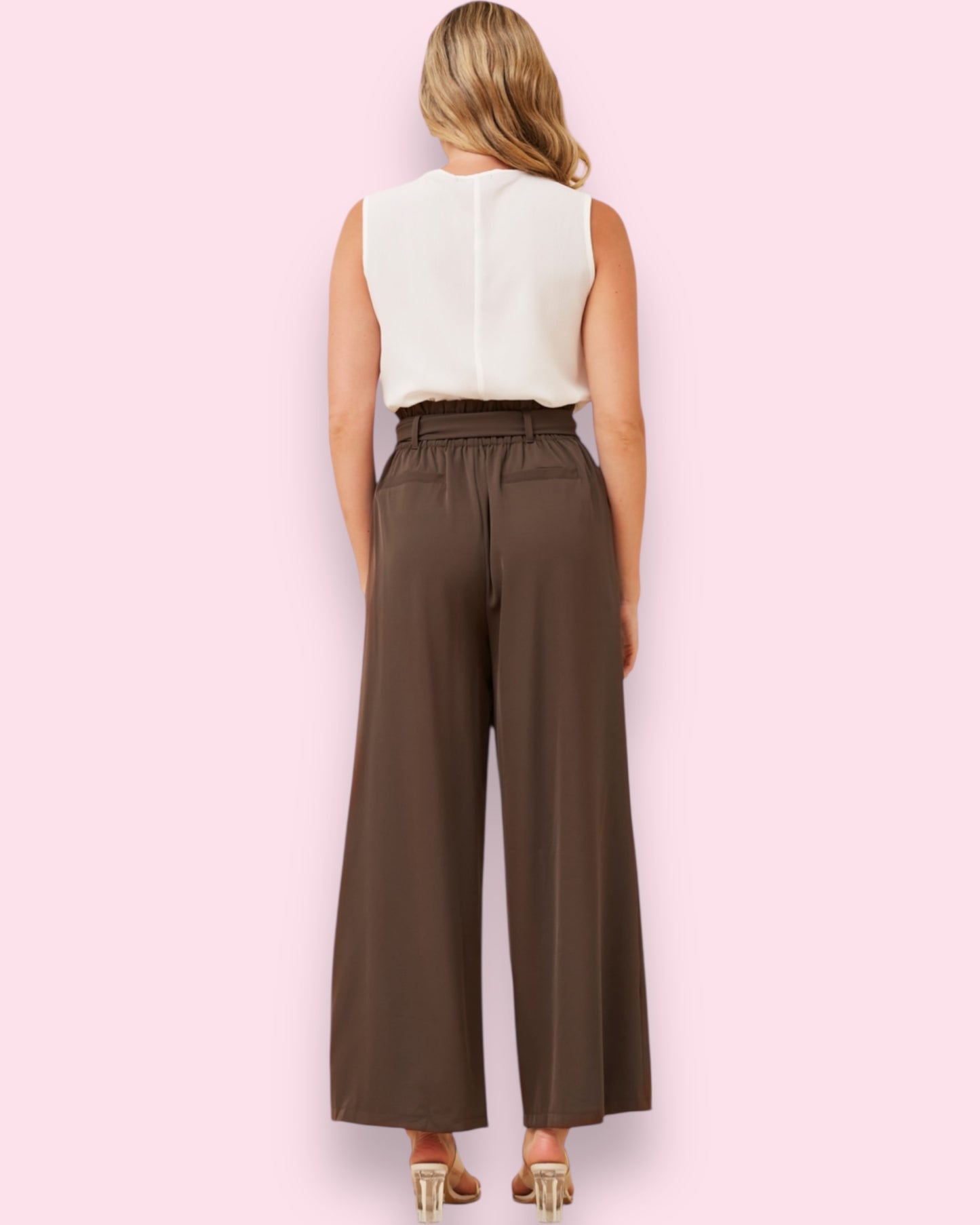 Lena Paperbag Waist Pants - Chocolate