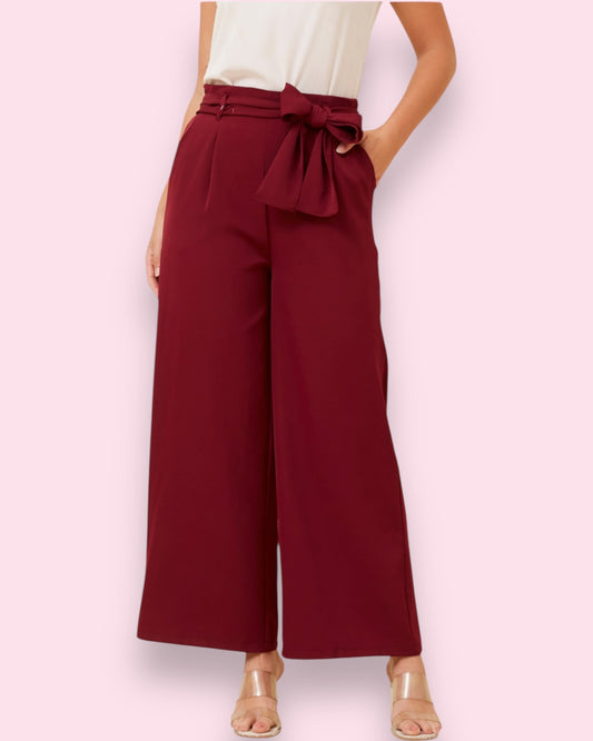 Lena Paperbag Waist Pants - Red Dahlia