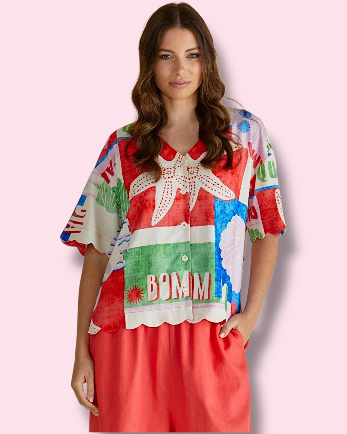 Scarlett Shirt - Seashell Print