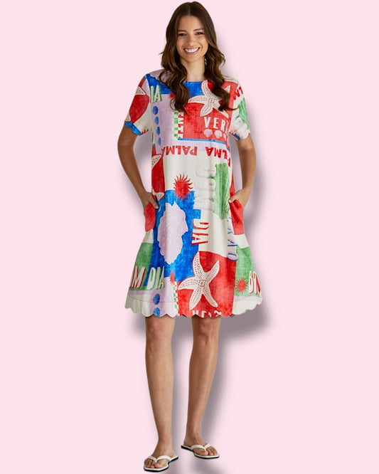 Dawn Shift Dress - Seashell Print