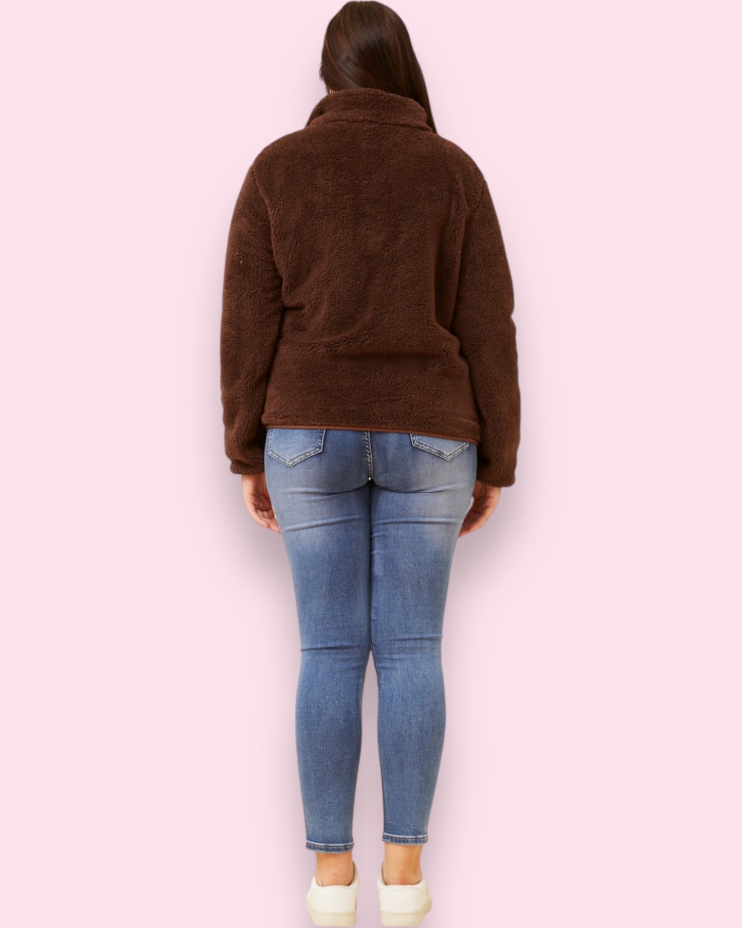 Teddy Fur Zip Jacket - Chocolate