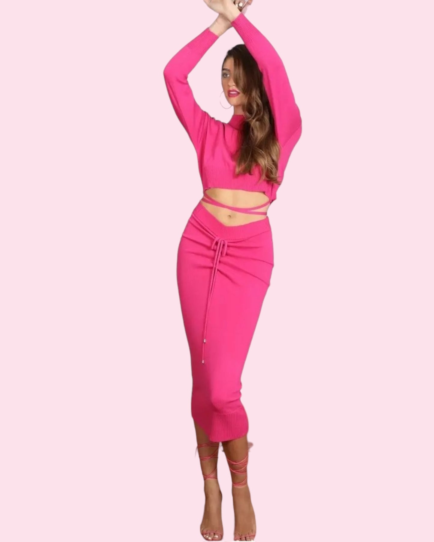 Ave Knit Midi Skirt - Magenta