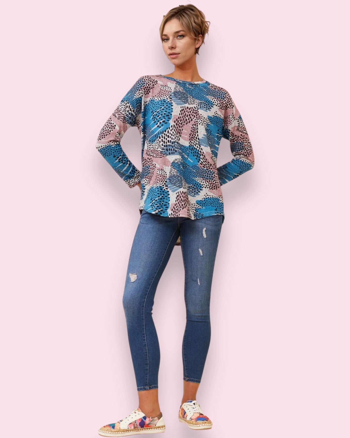Ava Printed Top - Abstract Print