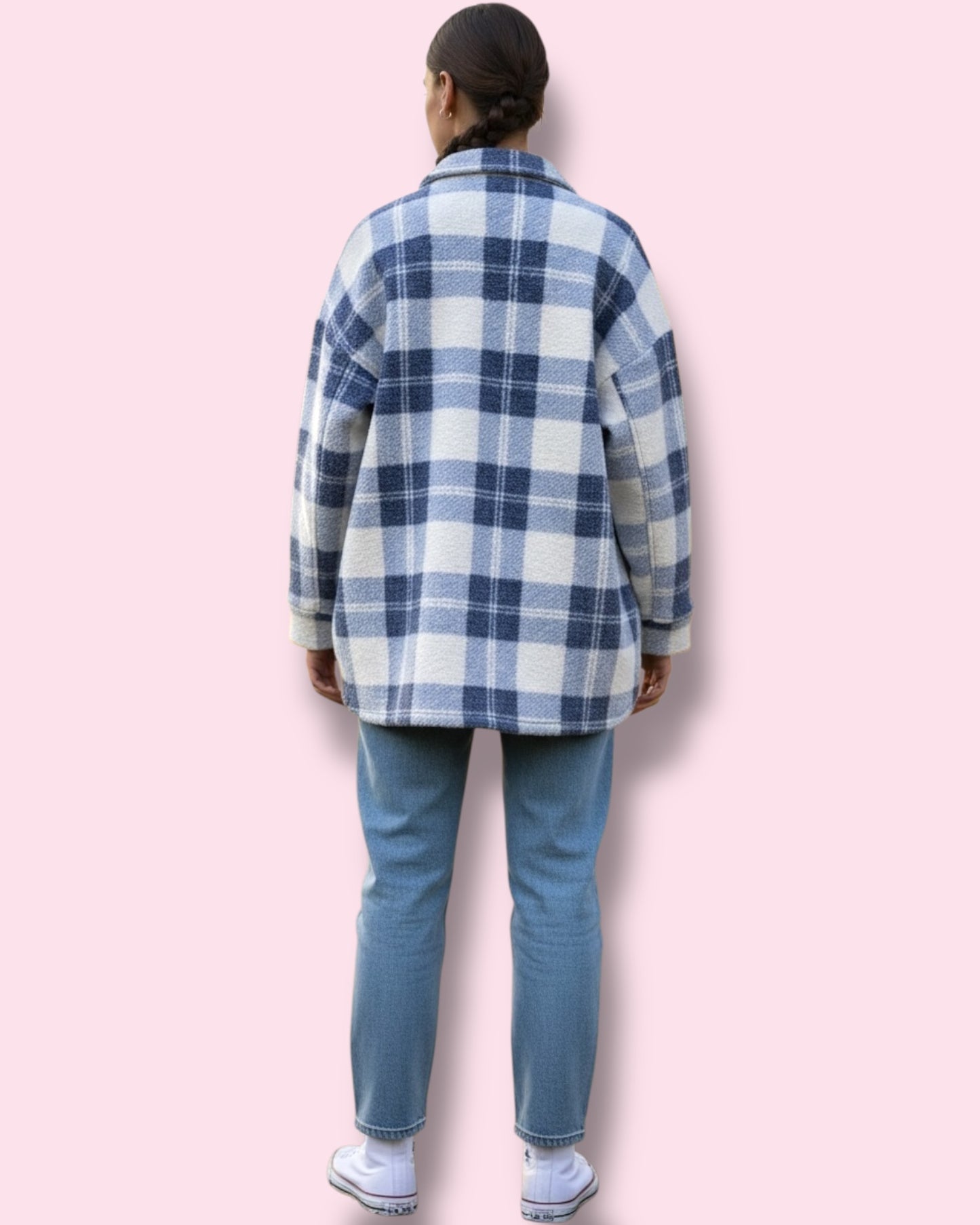 Victoria Check Shacket - Blue