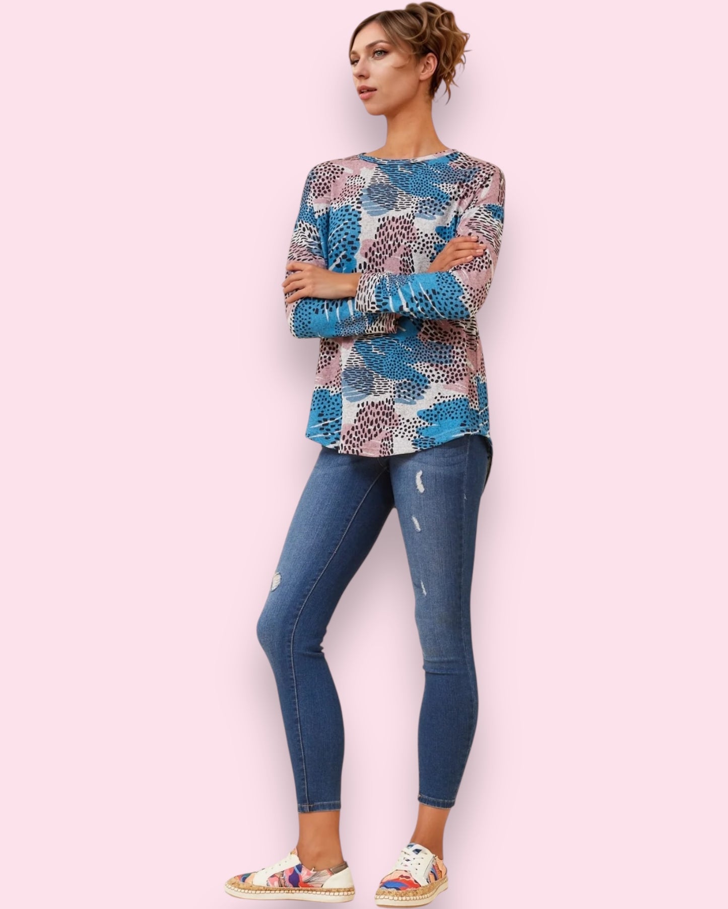 Ava Printed Top - Abstract Print