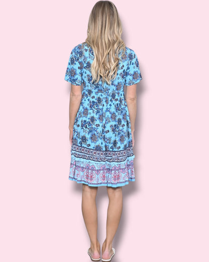 Calista Dress - Blue Floral