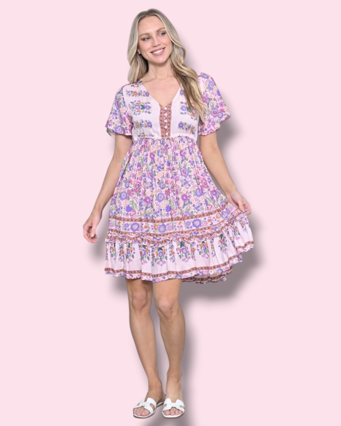 Calista Dress - Pink Floral