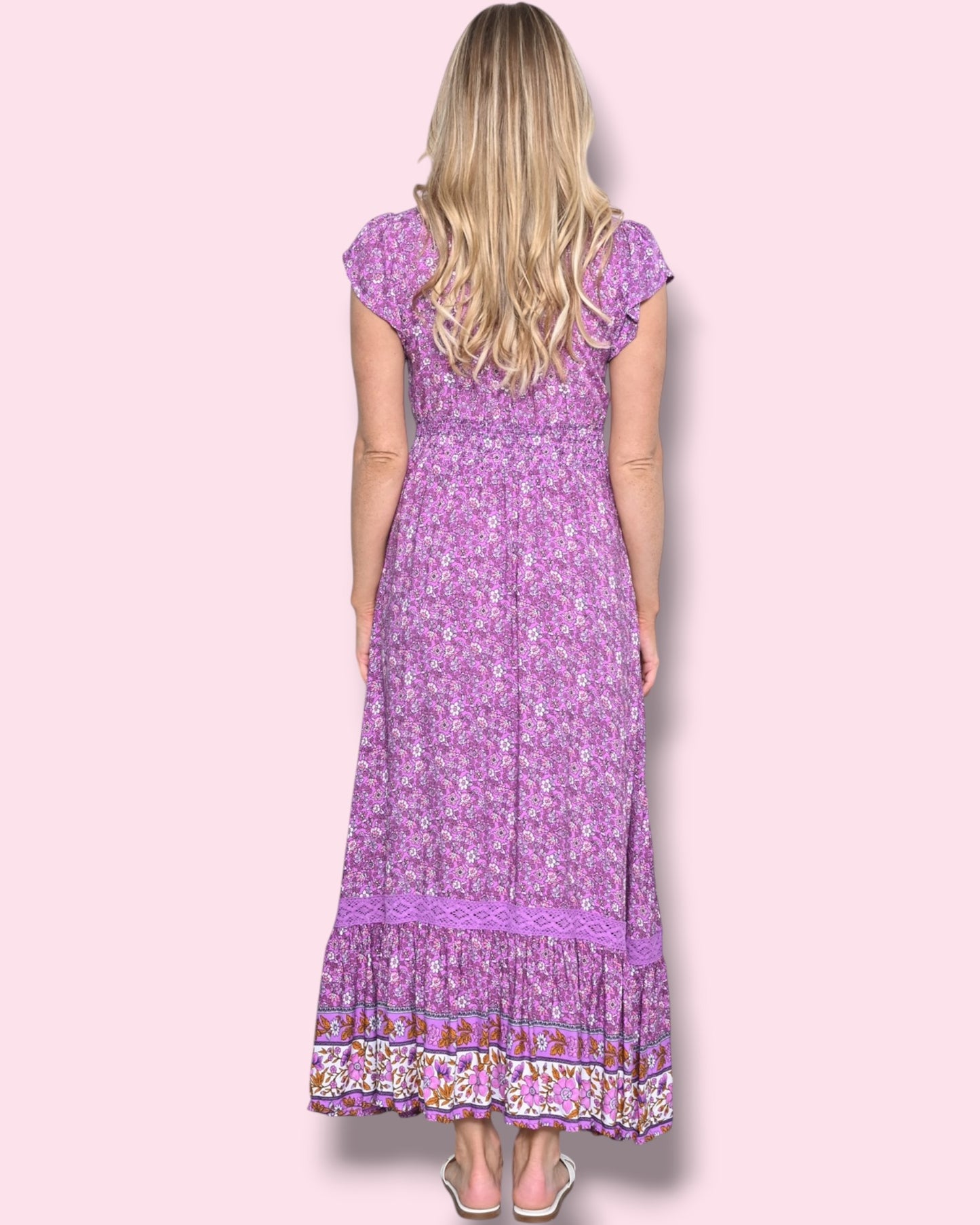 Cassie Print Maxi Dress - Purple Floral
