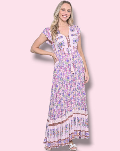 Cassie Print Maxi Dress - Pink Floral