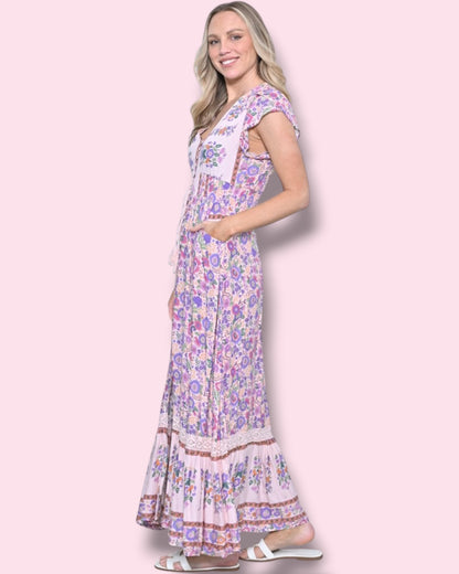 Cassie Print Maxi Dress - Pink Floral