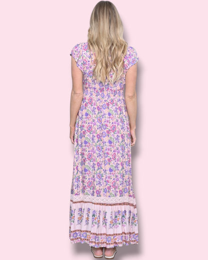 Cassie Print Maxi Dress - Pink Floral