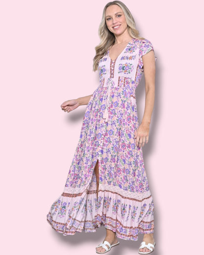 Cassie Print Maxi Dress - Pink Floral